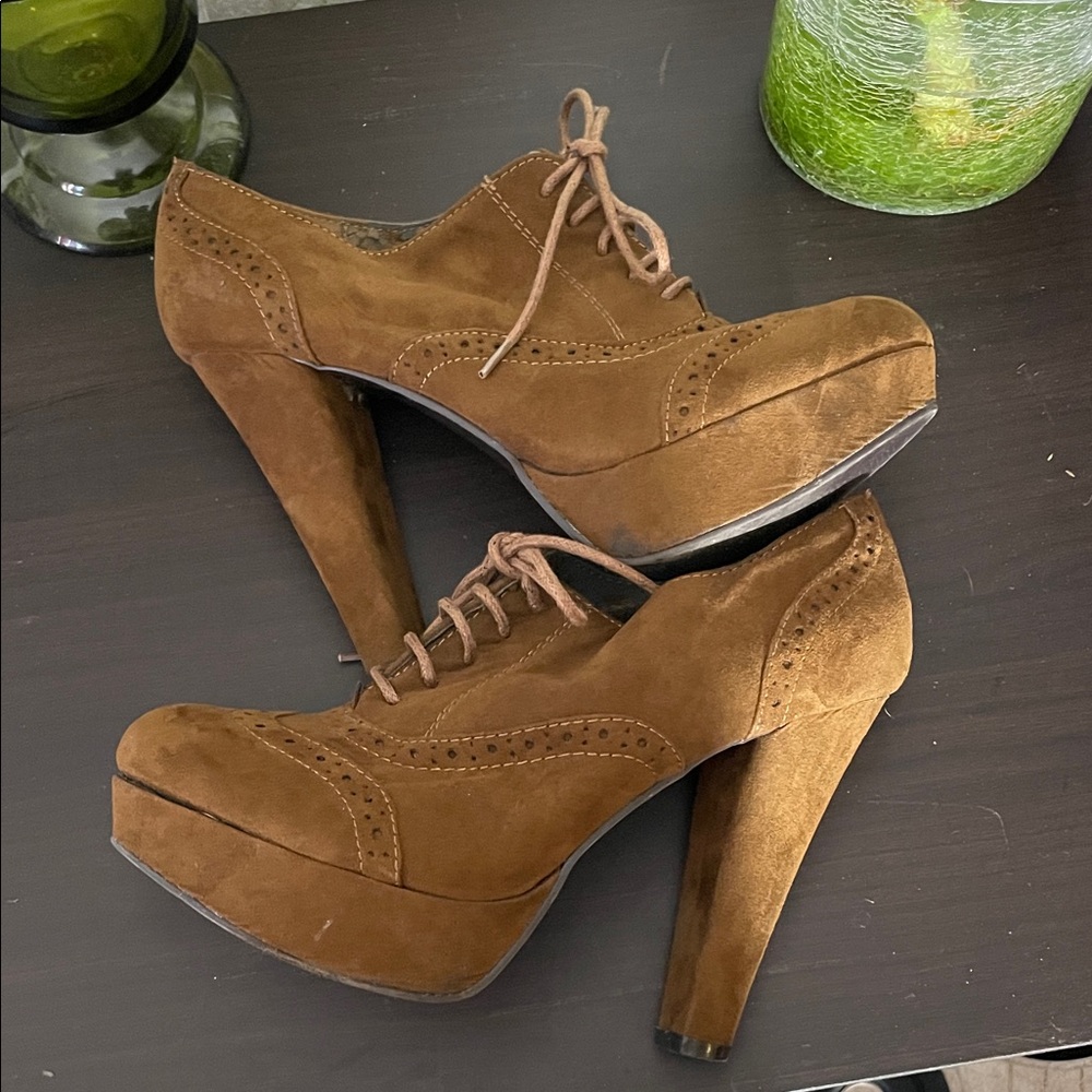 Limelight Brown Lace-Up Platform Heels